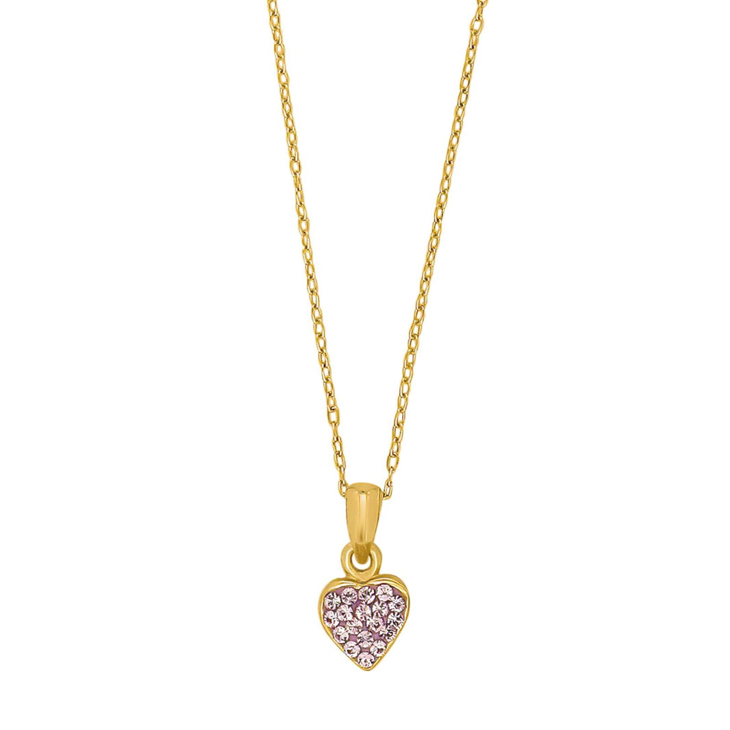 Goldp. silver necklace heart w/pink cz