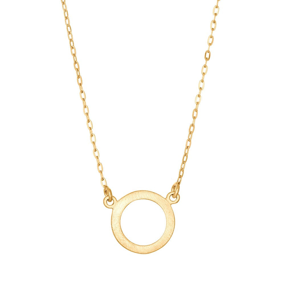 Forgyldt sølvkæde 45+5 cm m. cirkel 12mm