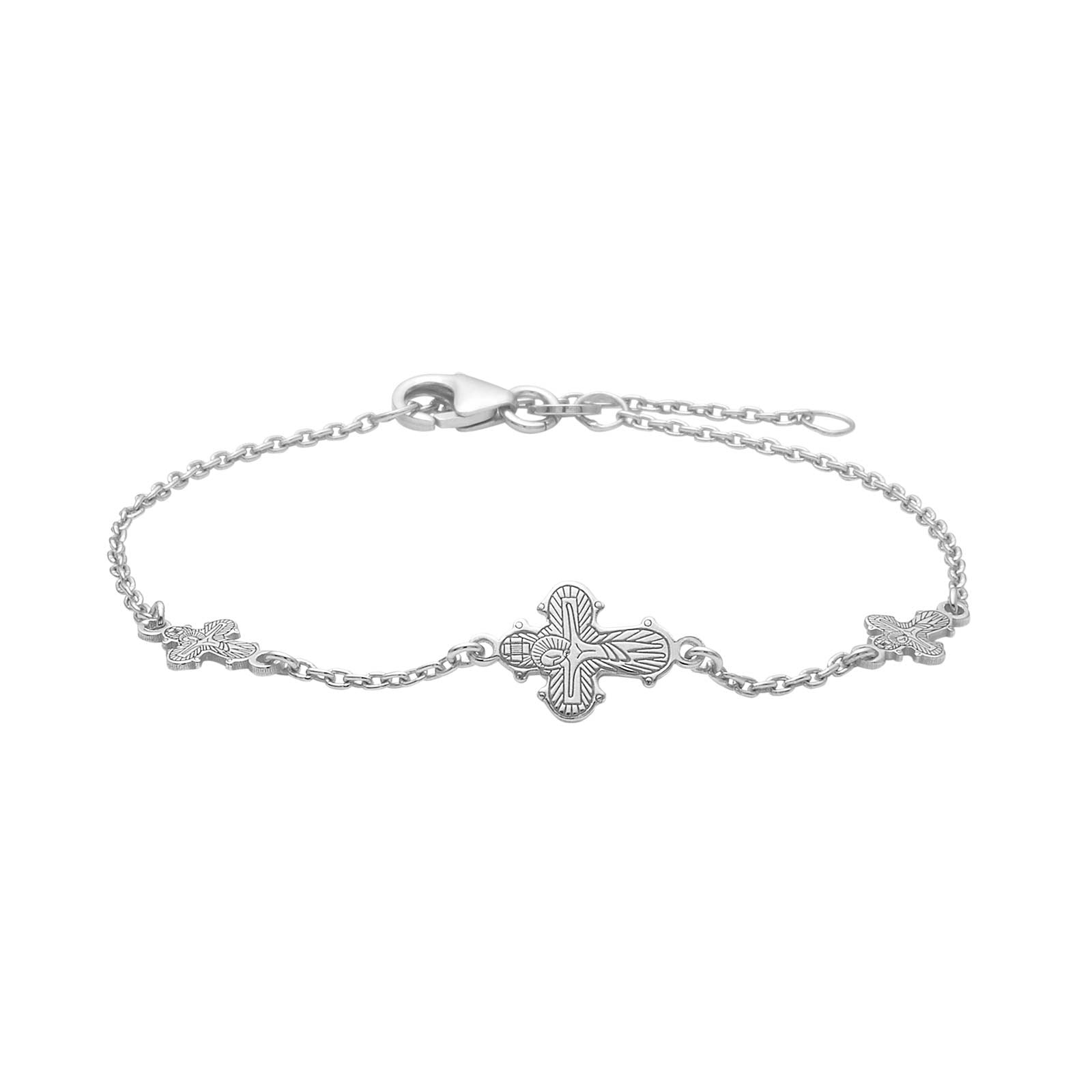 Rhod. silver bracelet w. 3 dagmarkors