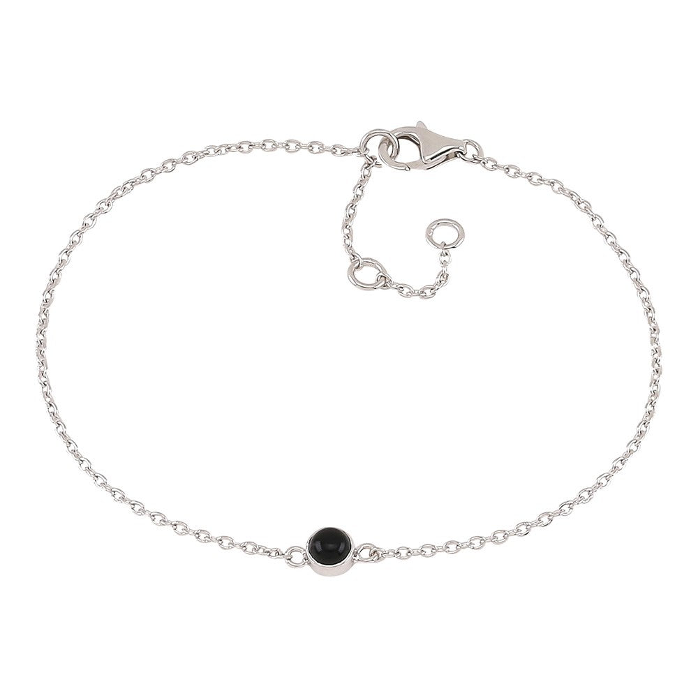 Rhod. silver bracelet SWEETS52 black onyx 4,5mm