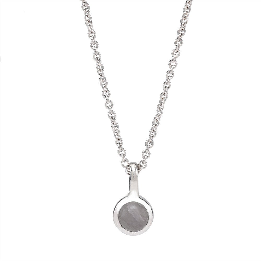 Rhd. Silver necklace SWEETS52 grey moon st 5mm