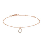 Rose gold-plated silver bracelet w/ horseshoe cz 7mm 17+3