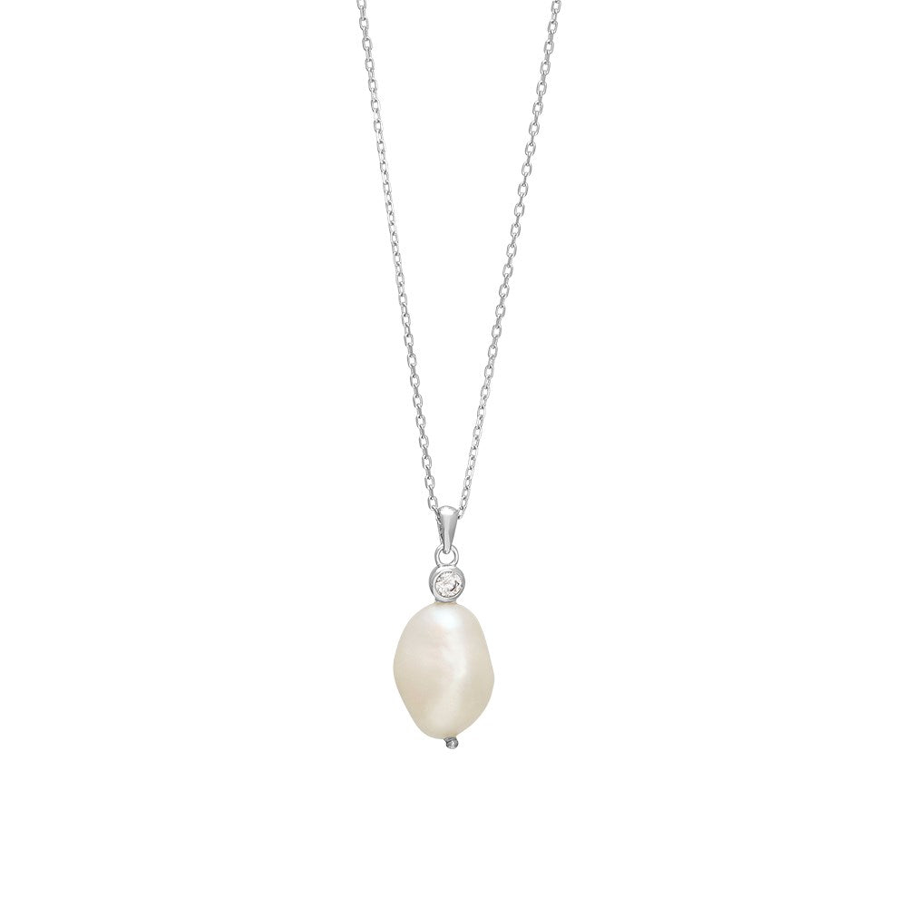 Sil rhod. necklace BAROQUE52 freshwaterpearl 18mm