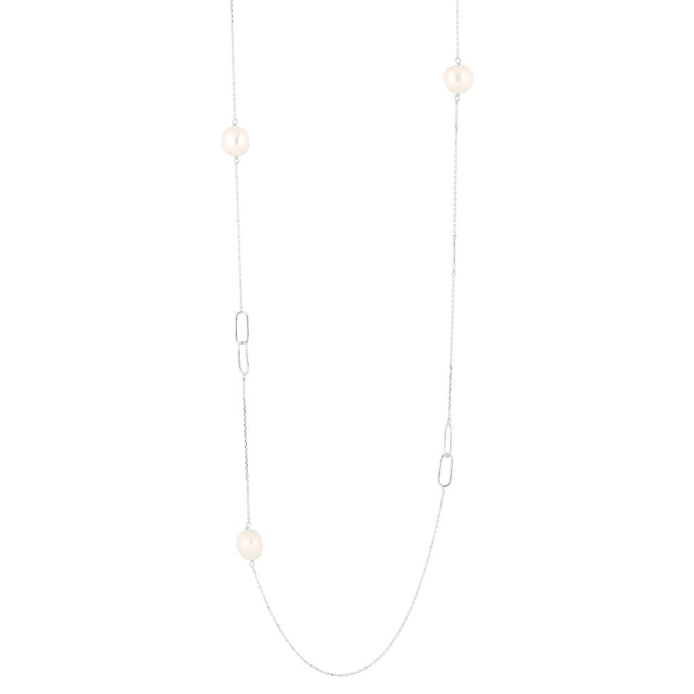Sil rhod. necklace BAROQUE52 freshwaterpearl 95cm