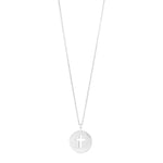 Rhod. silver necklace plate w/cross 12mm