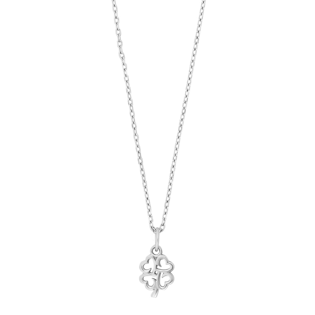 Rhod. silver necklace clover