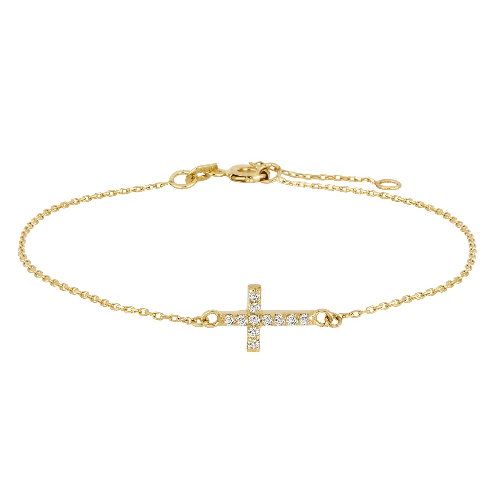 8ct. gold bracelet cross w/cz