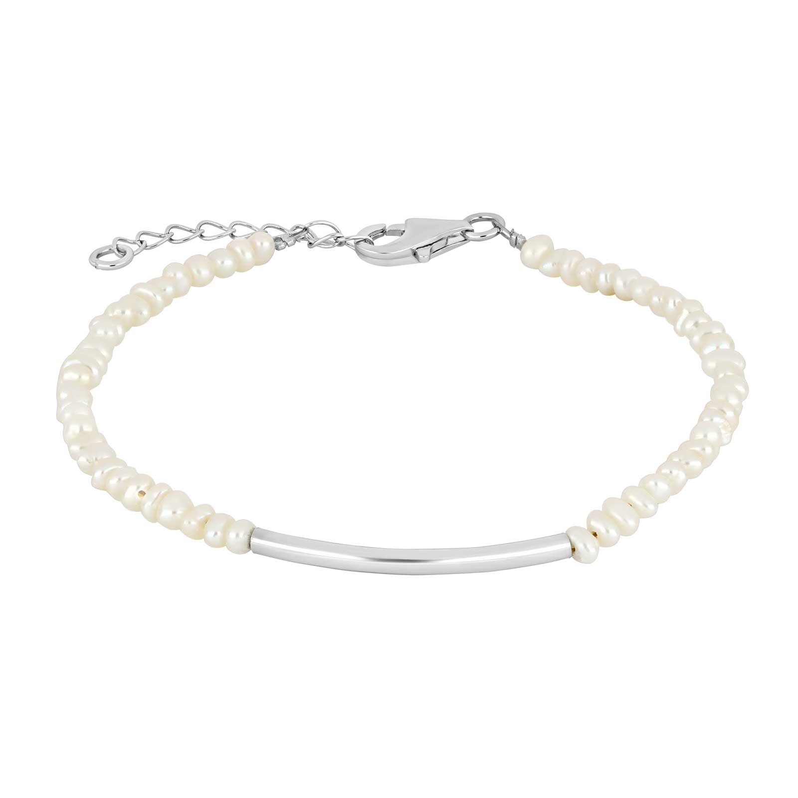 Rhod. silver bracelet PEARL52