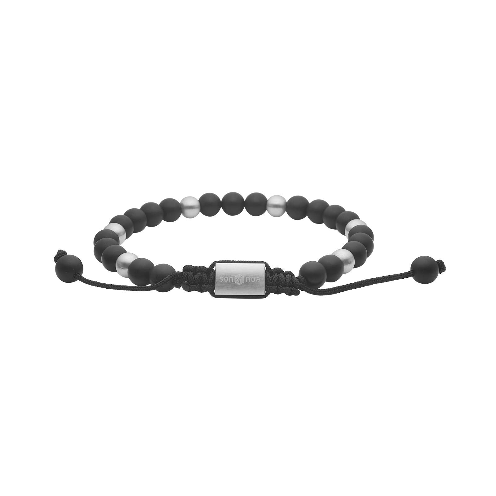 SON bracelet mat black agate w. steel