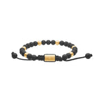 SON bracelet mat black agate w. steel IP gold
