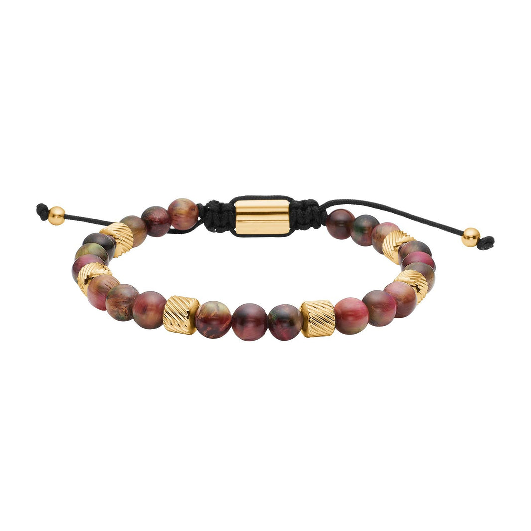 SON Armband mix color Tigerauge m. Stahl IP gold