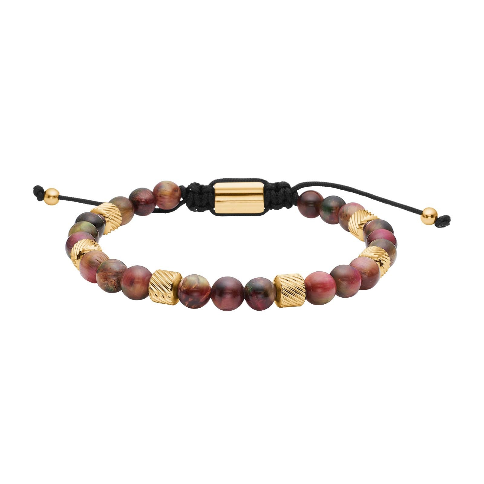 SON bracelet mix color tiger eye w. steel IP gold