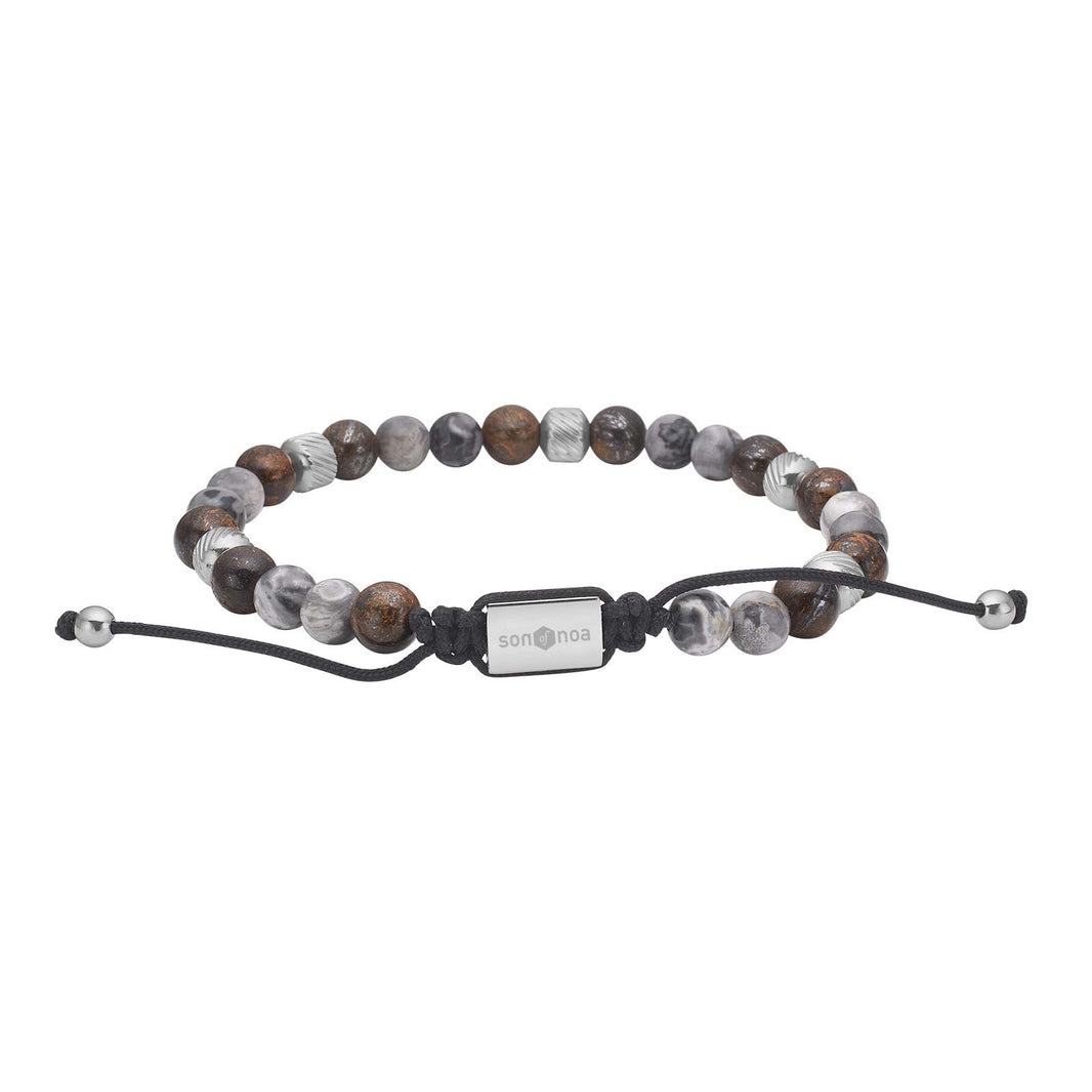 SON Armband map stone/ilmenite bronzitite m. Stahl