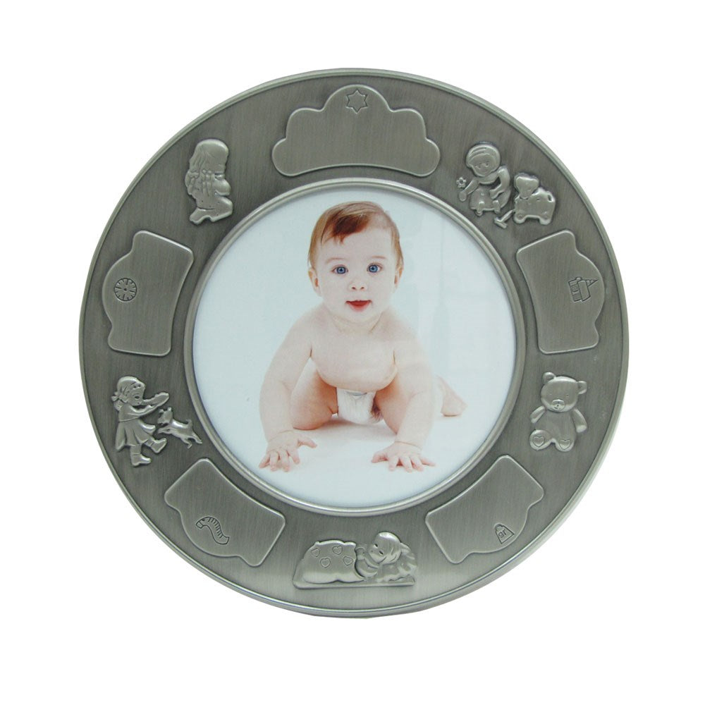 Fortinnet fotoramme (rund) m. piger