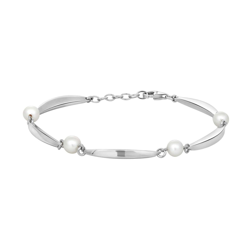 Siersbøl silver rhod. bracelet pearl (FWP)16,5+2cm