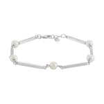 Siersbøl silver rhod. bracelet pearl(FWP)18,5+2cm