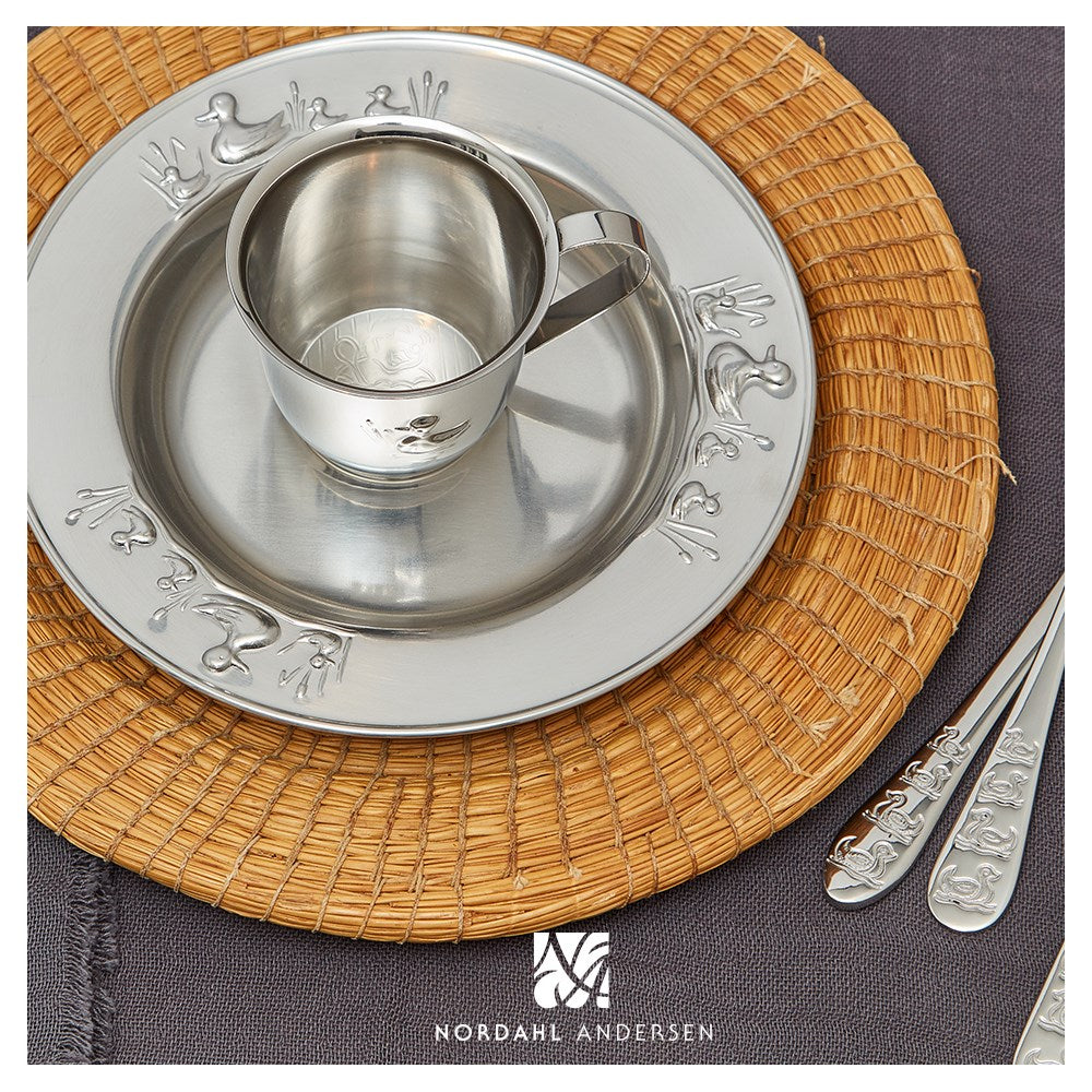 Rustfri stål tallerken m. ænder