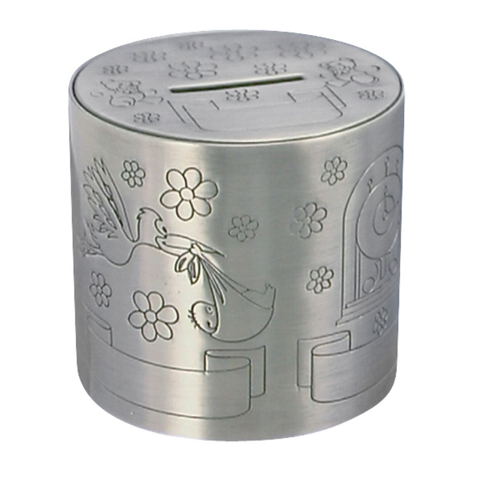 Fortinnet sparebøsse m. dåbsmotiver