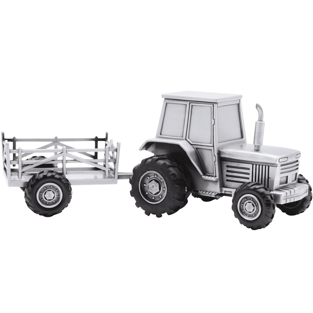 Tractor with wagon Pewter plated Money Bank
