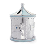 Chrome plated money bank blue carousel