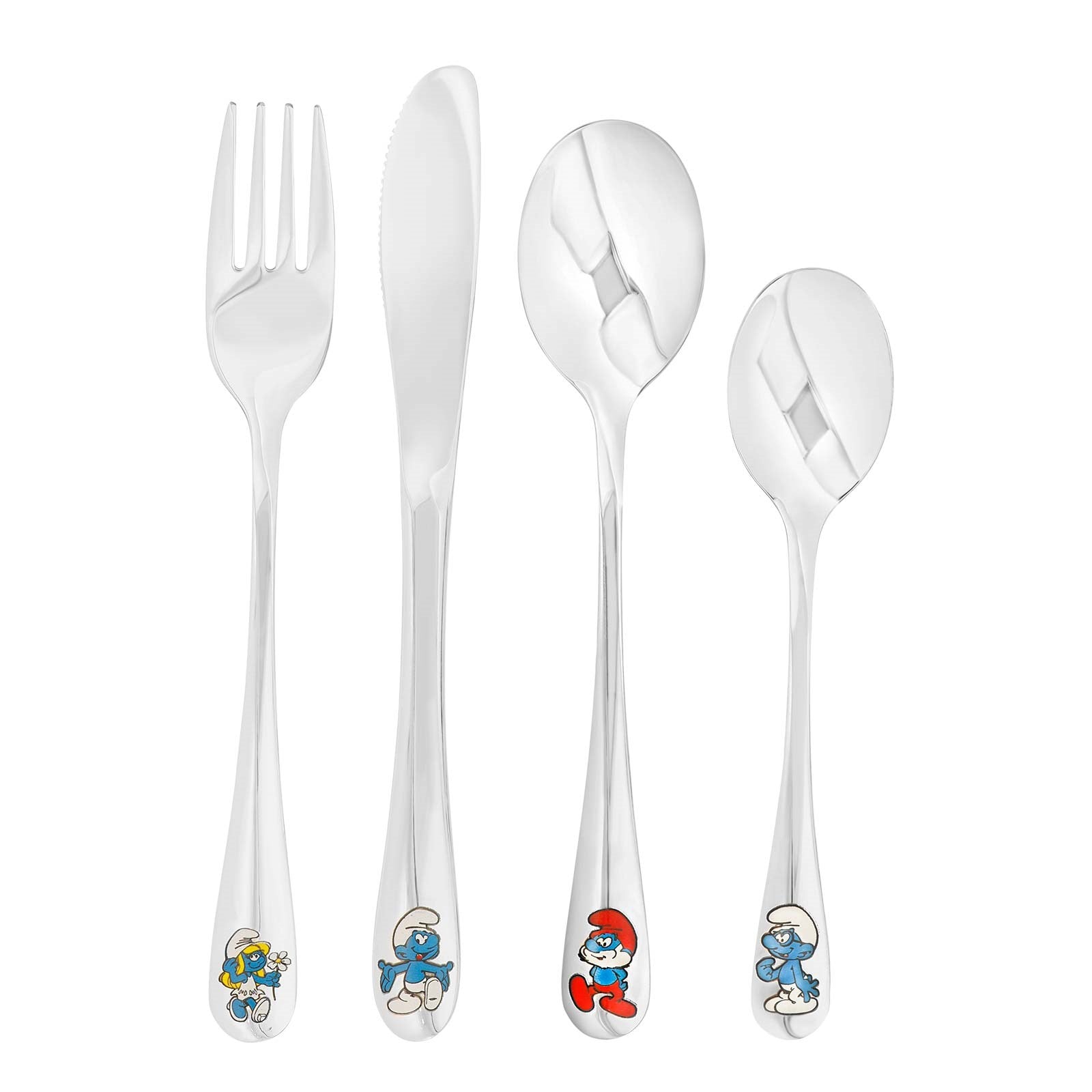 Stainless steel cutlery Smurfs w. enamel