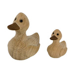 Træfigur, And med ælling 8/5cm, Egetræ