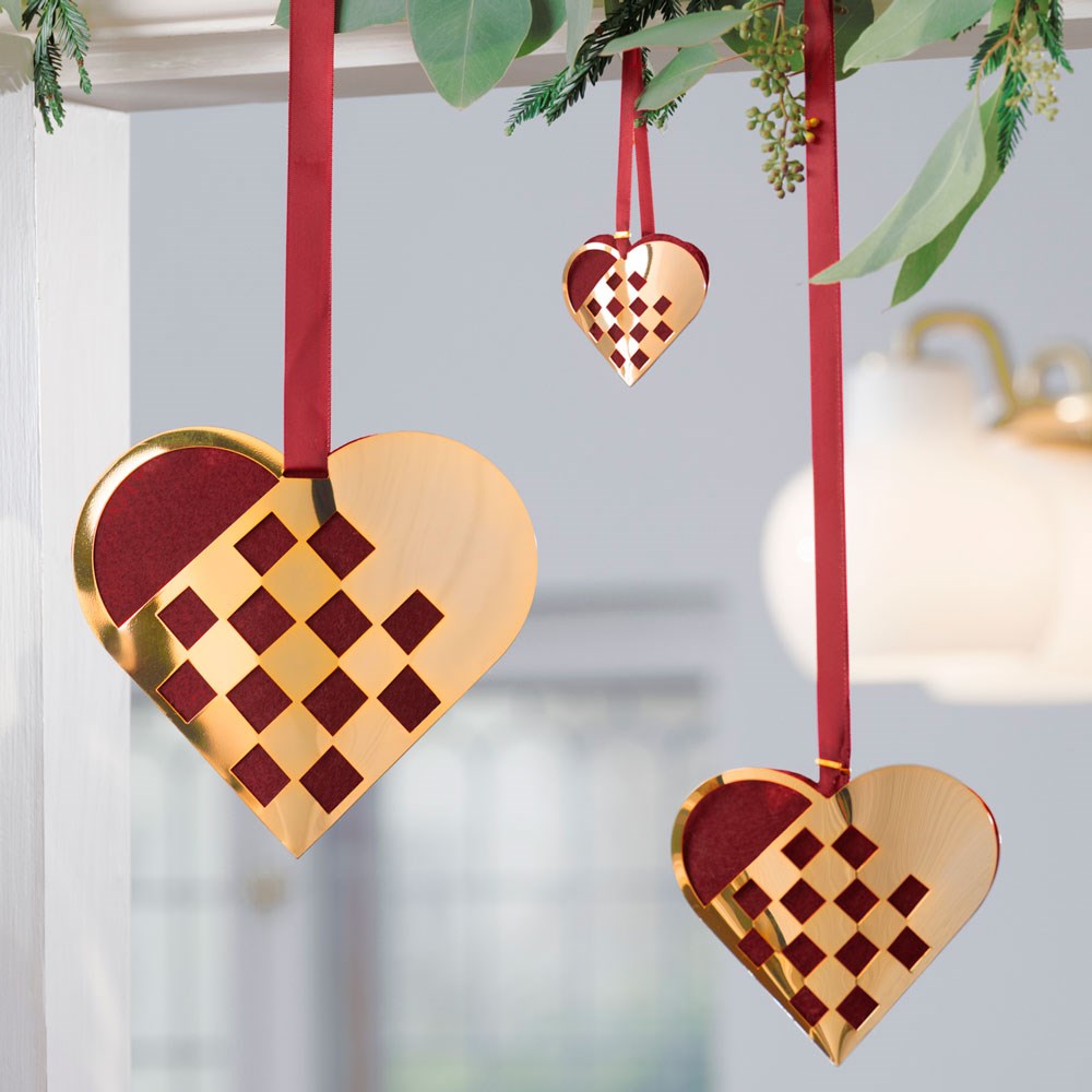 Christmas heart medium - braided heart gold-plated