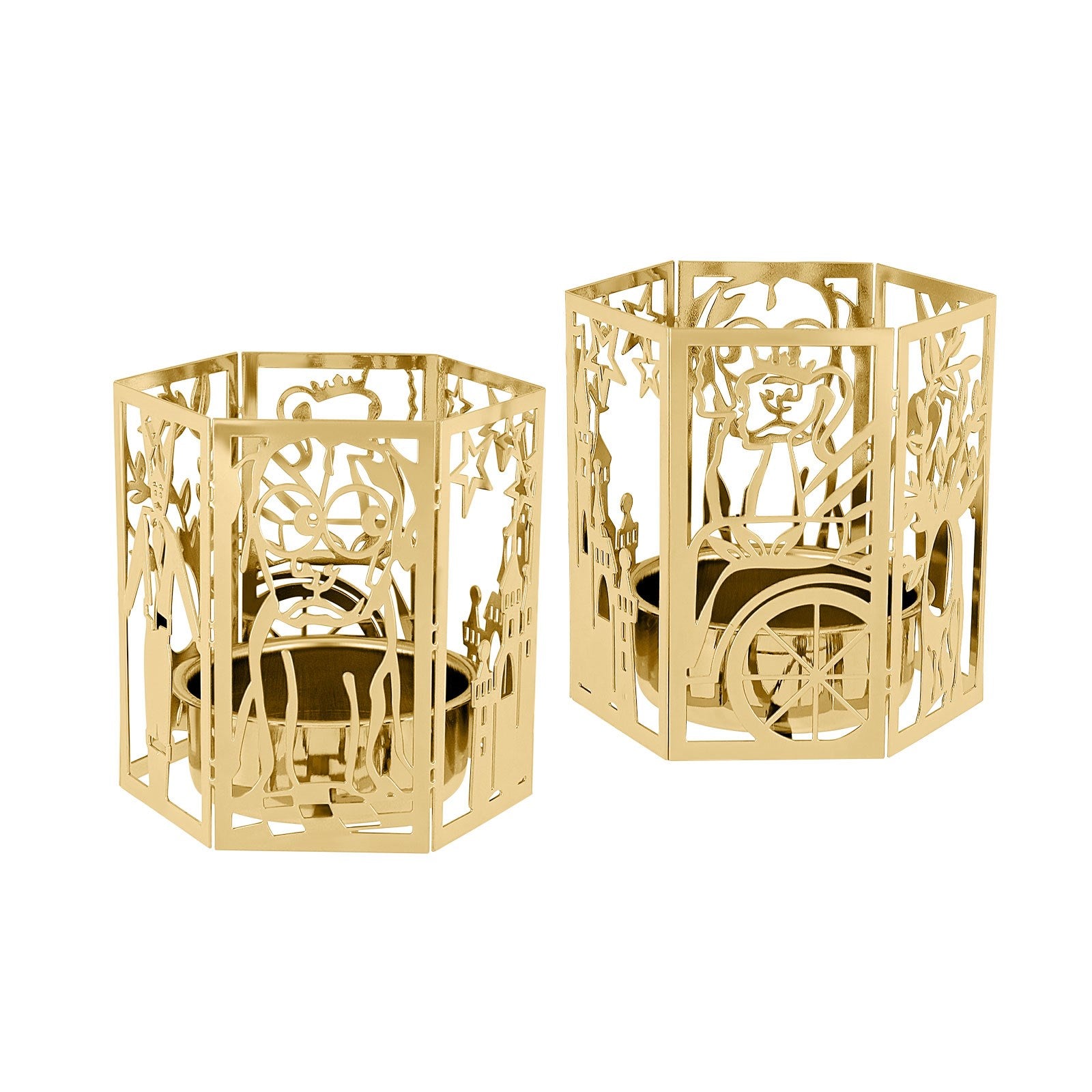 2pcs Candleholder - The tinderbox - 18k gold pl.