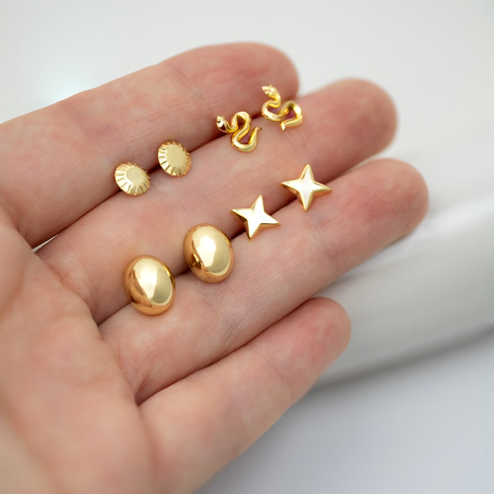 Silver stud earrings sun UNIVERSE52
