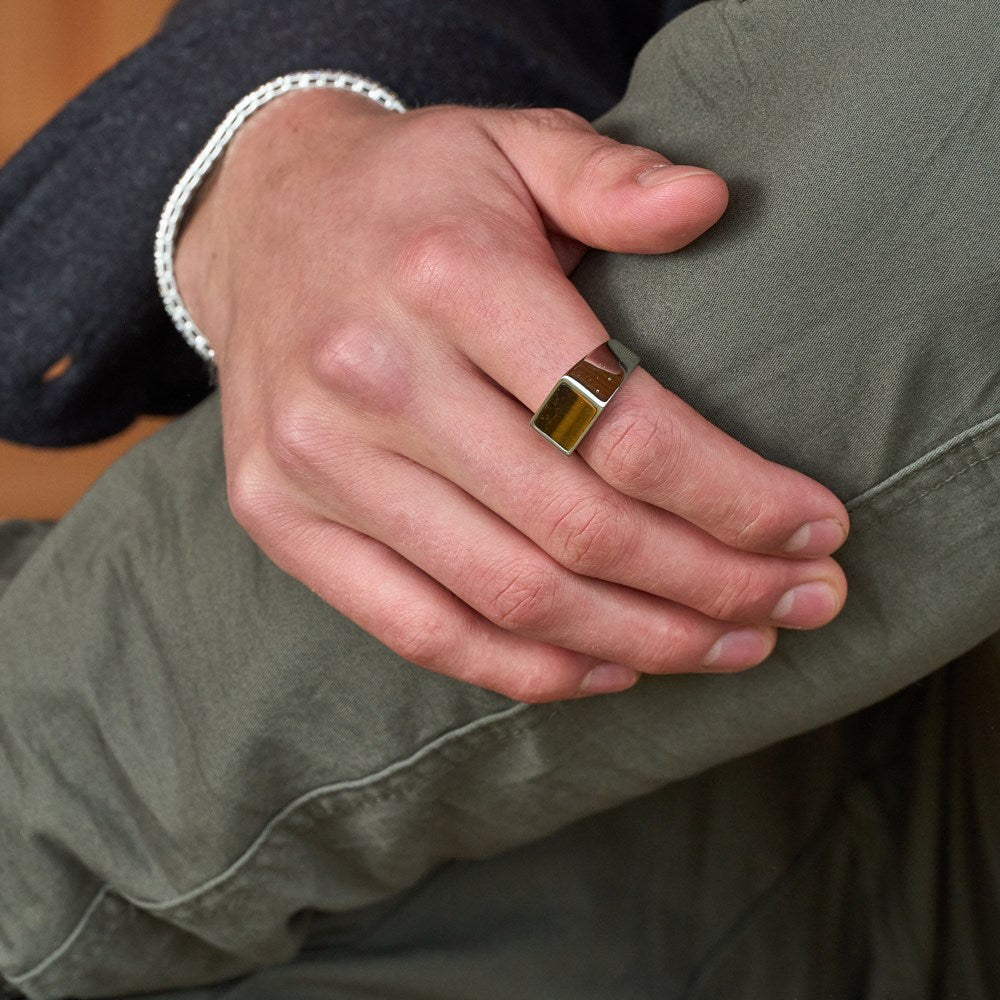 SON stål ring med yellow tiger eye