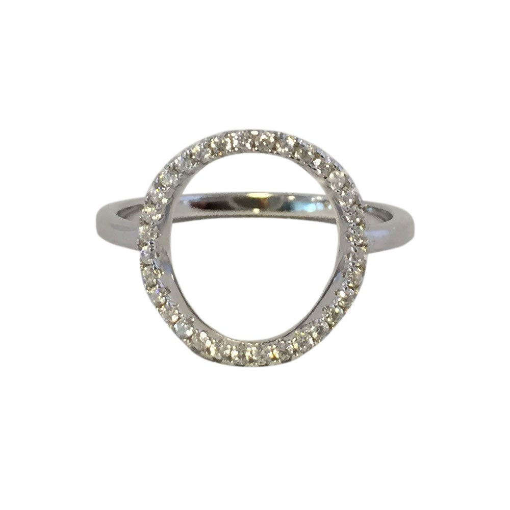 Silver rhodium-plated circle ring with zirconia