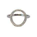 Silver rhodium-plated circle ring with zirconia