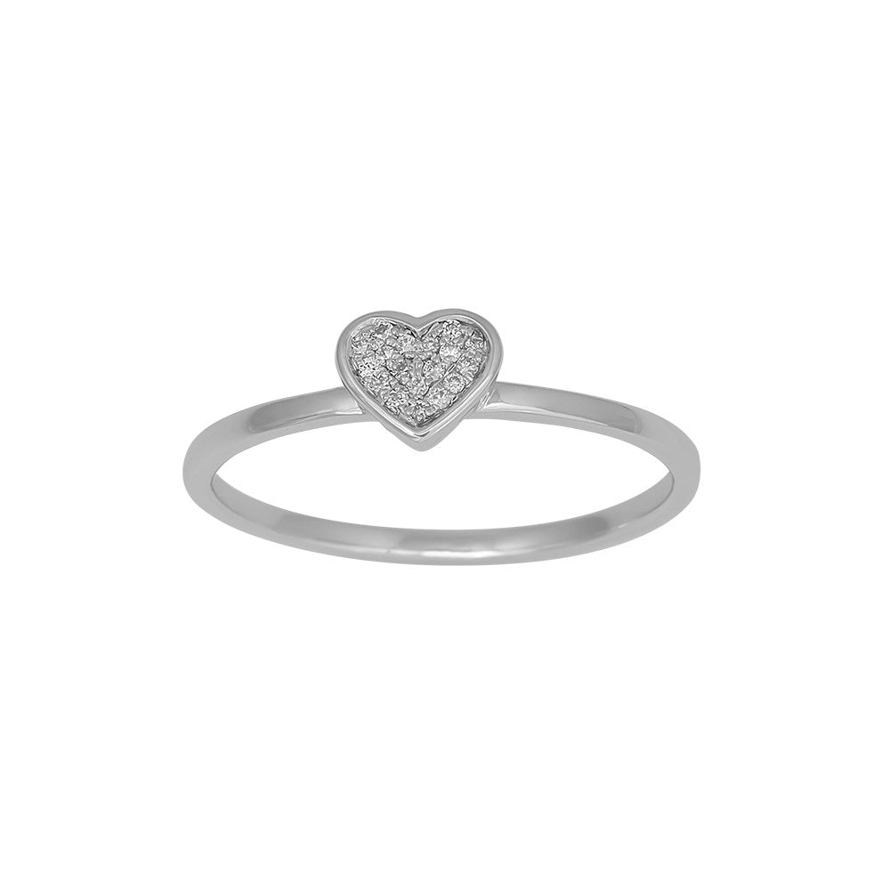 14 kt. hvidguldsring hjerte m. dia 0.04ct W/SI