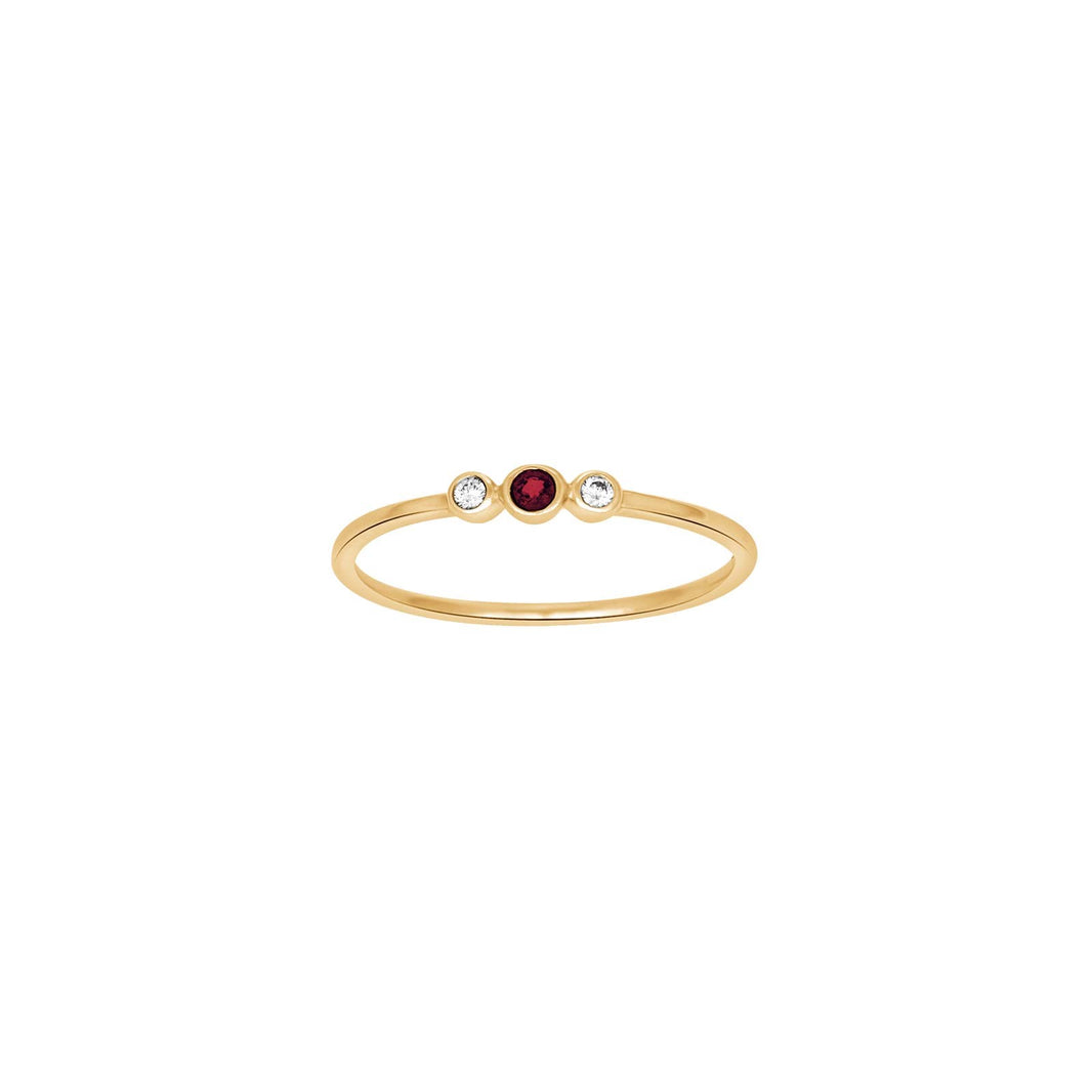 14 kt. gold ring with ruby ​​and dia. 0.03ct W/SI