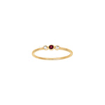 14 kt. Goldring mit Rubin und Diam. 0,03 ct W/SI