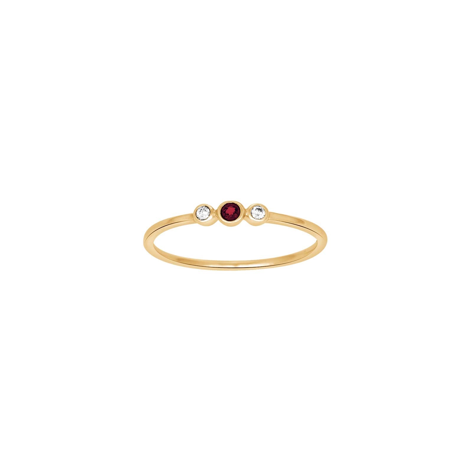 14 kt. Goldring mit Rubin und Diam. 0,03 ct W/SI