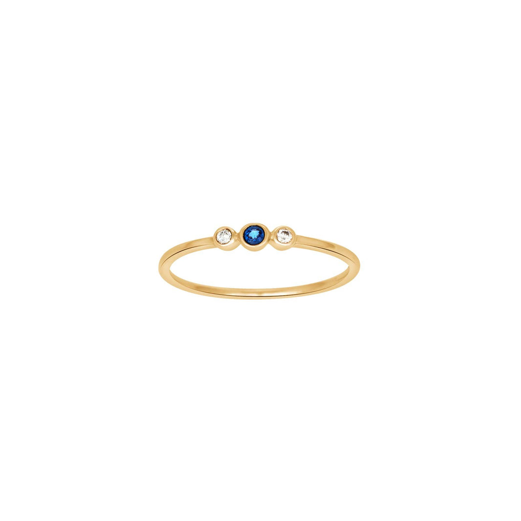14 kt. gold ring w/sapphire and dia. 0.03ct W/SI