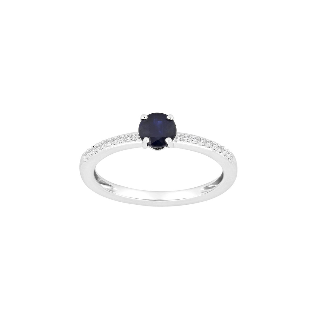 14ct. whitegold ring sapphire and dia.0.06ct W/SI