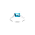 14kt. Weissgoldring m/dia. 0.025ct W/SI + Topaz