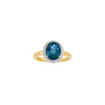 14kt. Goldring m/dia.0.12ct W/SI+London Topaz