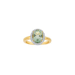 14kt. Goldring m/dia.0.12ct W/SI+Green Amethyst