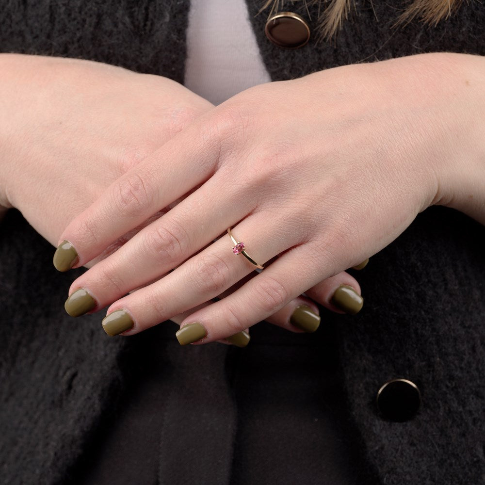 14kt. Goldring m/ Pink Topaz