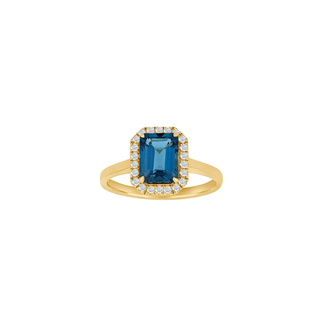14kt. Goldring m/ London Topaz /0,16ct W/SI