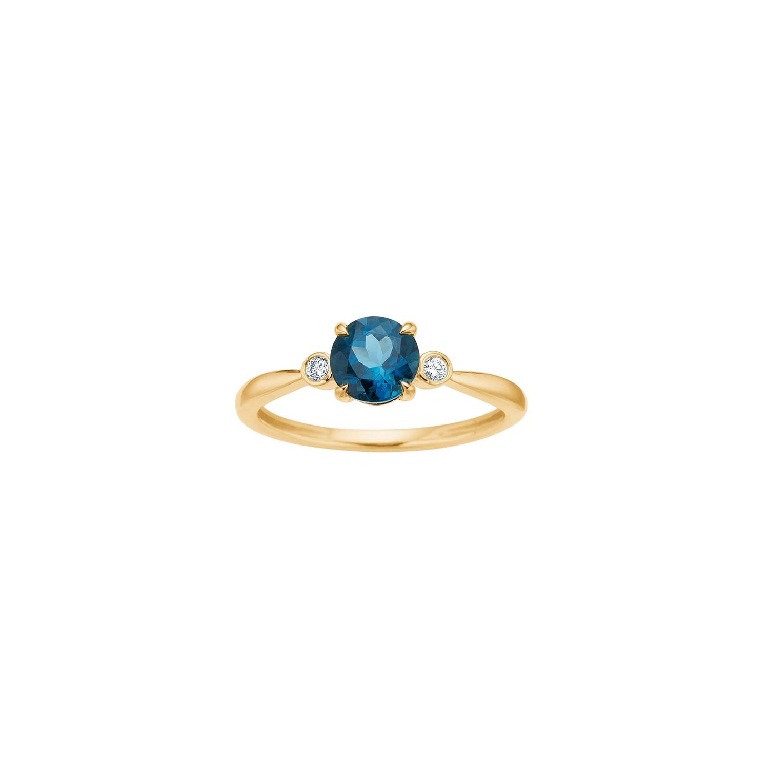 14kt. Goldring m/ London Topaz /0,08ct W/SI