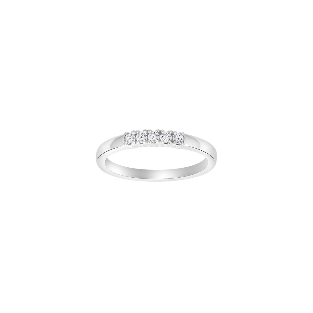 HEART 14ct. whitegold ring w/dia. 5x0.03ct W/SI