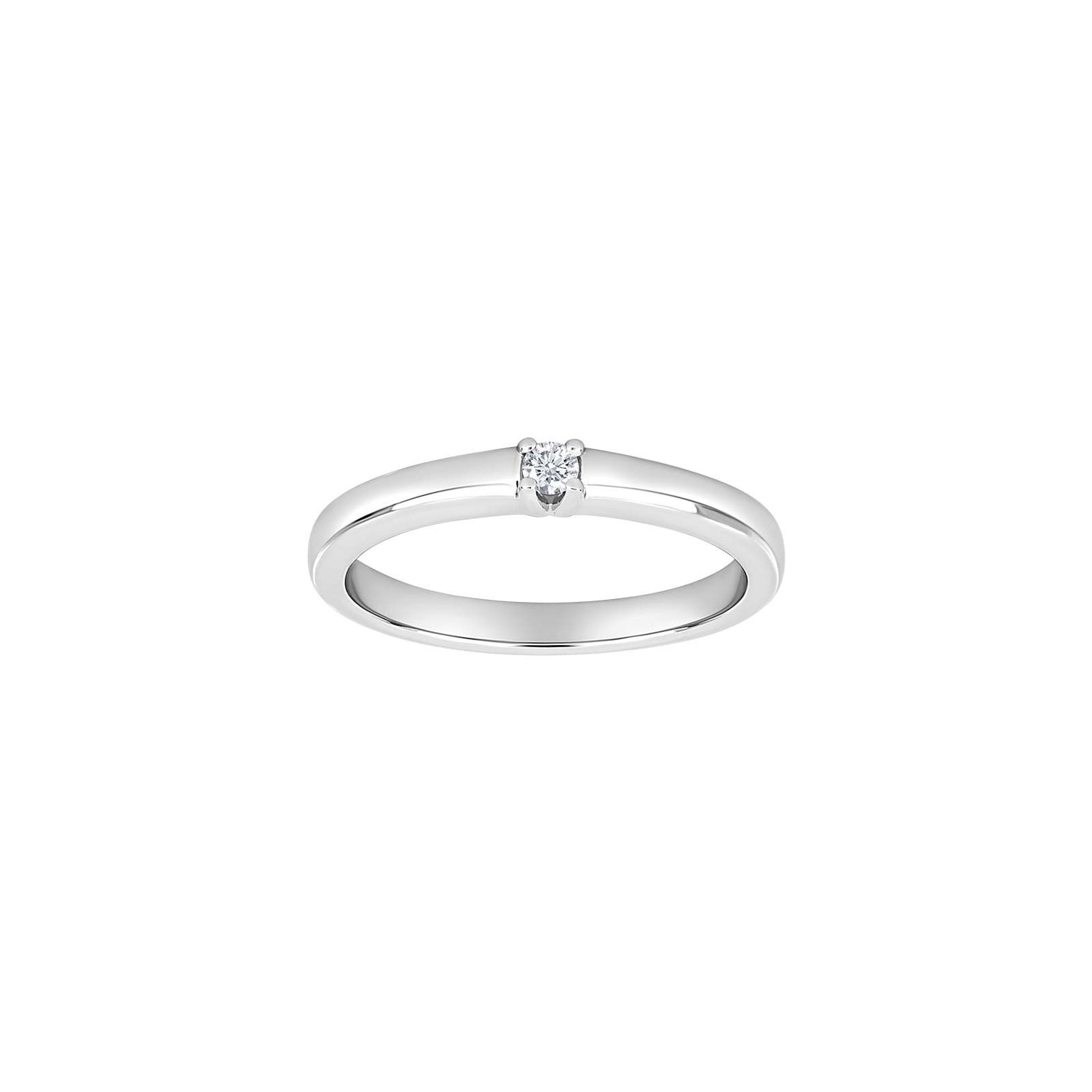 14kt. Weissgold Allianzring m/dia. 1x0.05ct W/SI