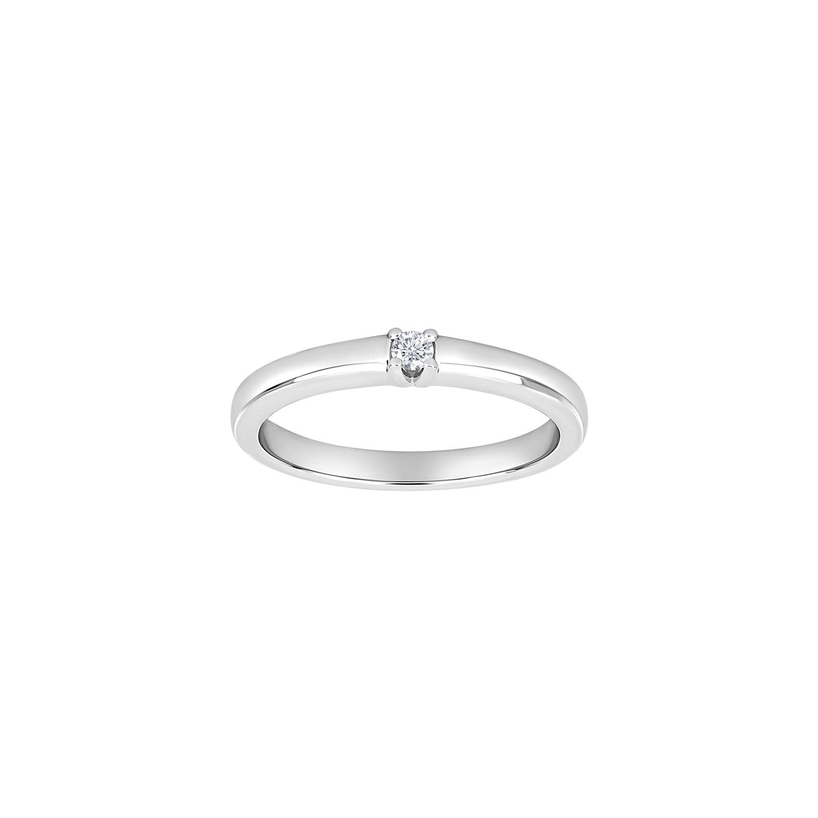 14kt. Weissgold Allianzring m/dia. 1x0.05ct W/SI