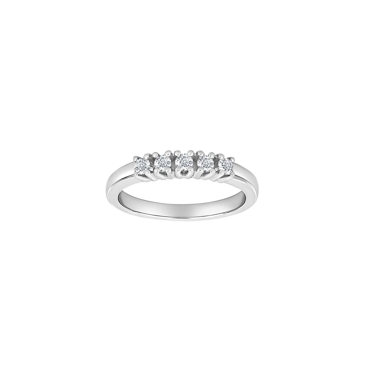 14kt. Weissgold Allianzring m/dia. 5x0.05ct W/SI