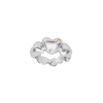 Silver Rh. Large heart ring+0.015ct W/SI+14kt