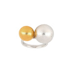 Silver rhod. + gold-plated ball ring